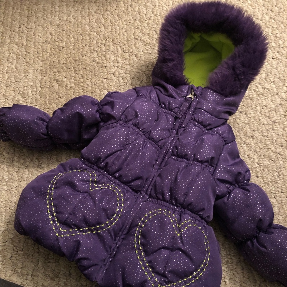 ❤️ 4/$20 Baby Girl Purple/Lime Green Winter Coat